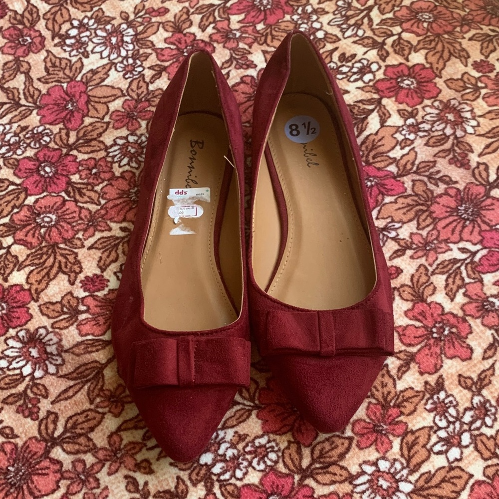 Bonnibel Maroon Bow Flats